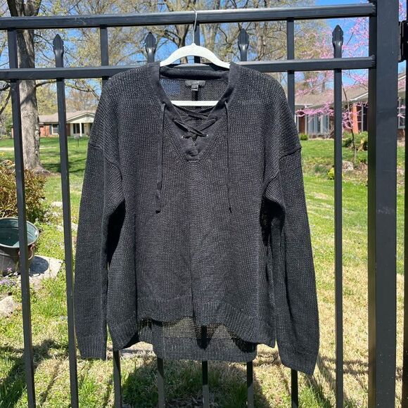 J Crew Linen Lace Up Beach Sweater - Picture 6 of 8